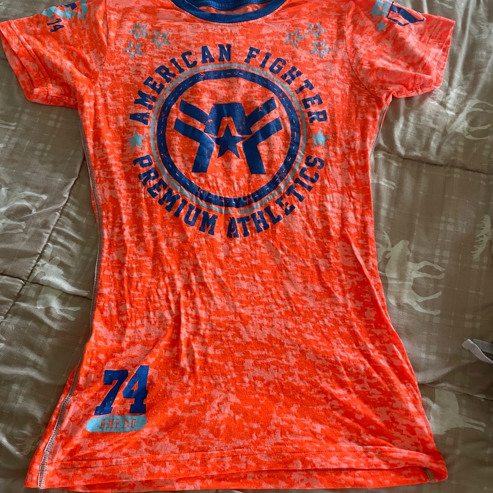 American Fighter Neon Orange Tie-Dye Short Sleeve Tee